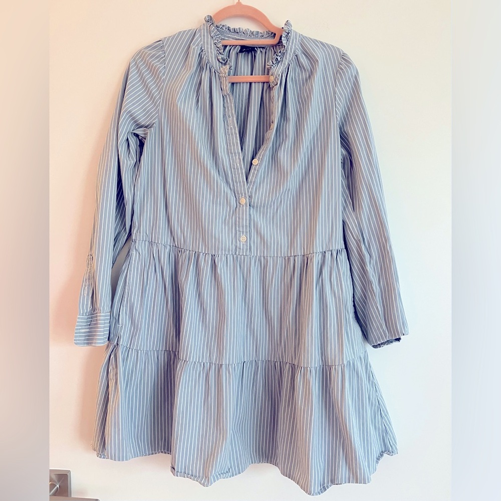 GAP LS STRIPE TIERED DRESS